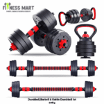 (3 In 1) 20Kg Dumbbell Set for Dumbbell, Barbell & Kattle Dumbbell