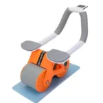 Automatic Rebound Ab Roller Wheel with Elbow Support, Timer and Dual-Wheel Design.