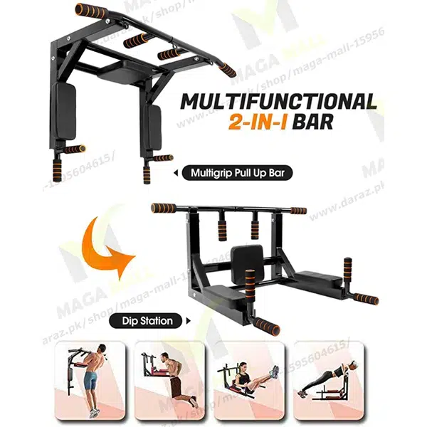 multi-function-chin-pull-and-up-bar-wall-mounted-gym-workout-training-fitness Multi function Chin Pull and Up Bar Wall Mounted Gym Workout Training Fitness - Image 1