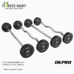 Okpro CPU Coated Barbell Set Straight & Curl Handel Full Set-200Kg