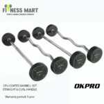 Okpro CPU Coated Barbell Set Straight & Curl Handel